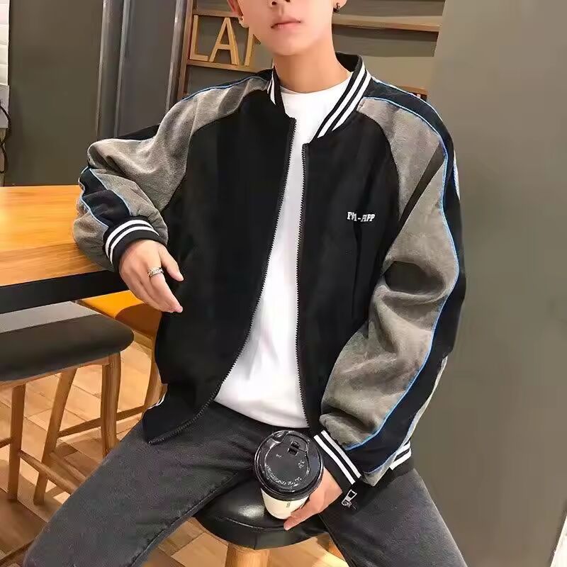 Baseball Uniform Men's Korean Version Trendy Brand Splicing Color Blocking Loose Casual Top Retro Jacket Jacket Men's
