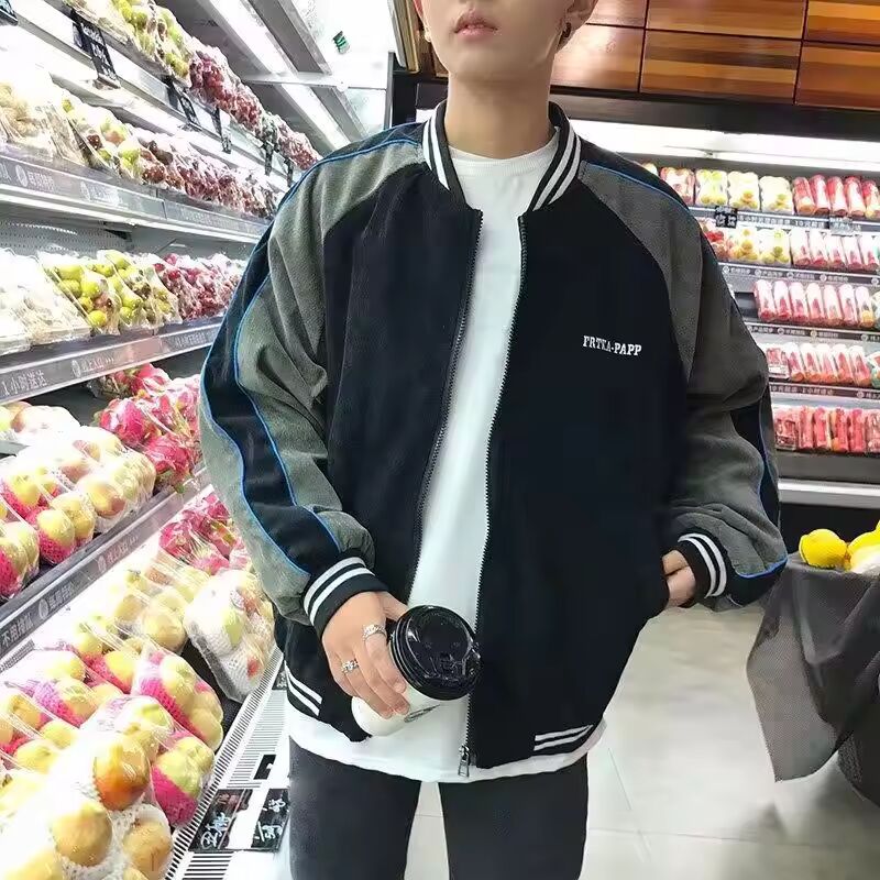 Baseball Uniform Men's Korean Version Trendy Brand Splicing Color Blocking Loose Casual Top Retro Jacket Jacket Men's